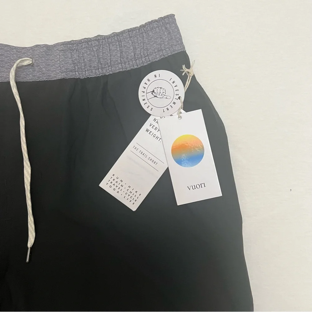 Vuori Mens Trail Shorts 6.5 Inch Inseam Lined Size XXL Black NWT $68 MSRP - Picture 3 of 6